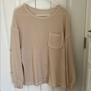 SHEIN Beige Waffle Knit Top